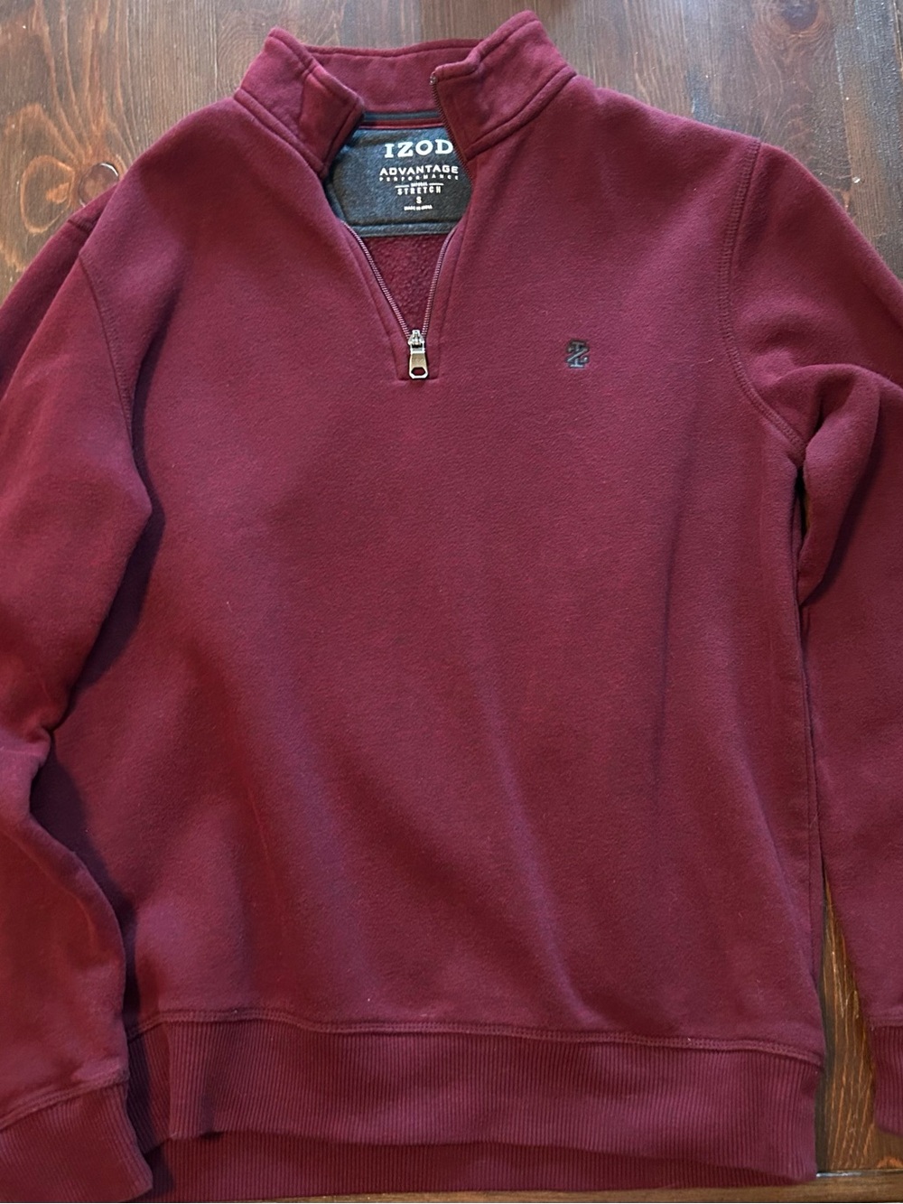 Izod Men's Burgundy Quarter‑Zip Pullover Sweater